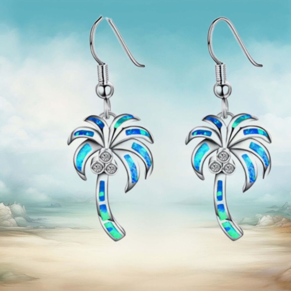 Palm Tree Crystal Coconuts Earrings